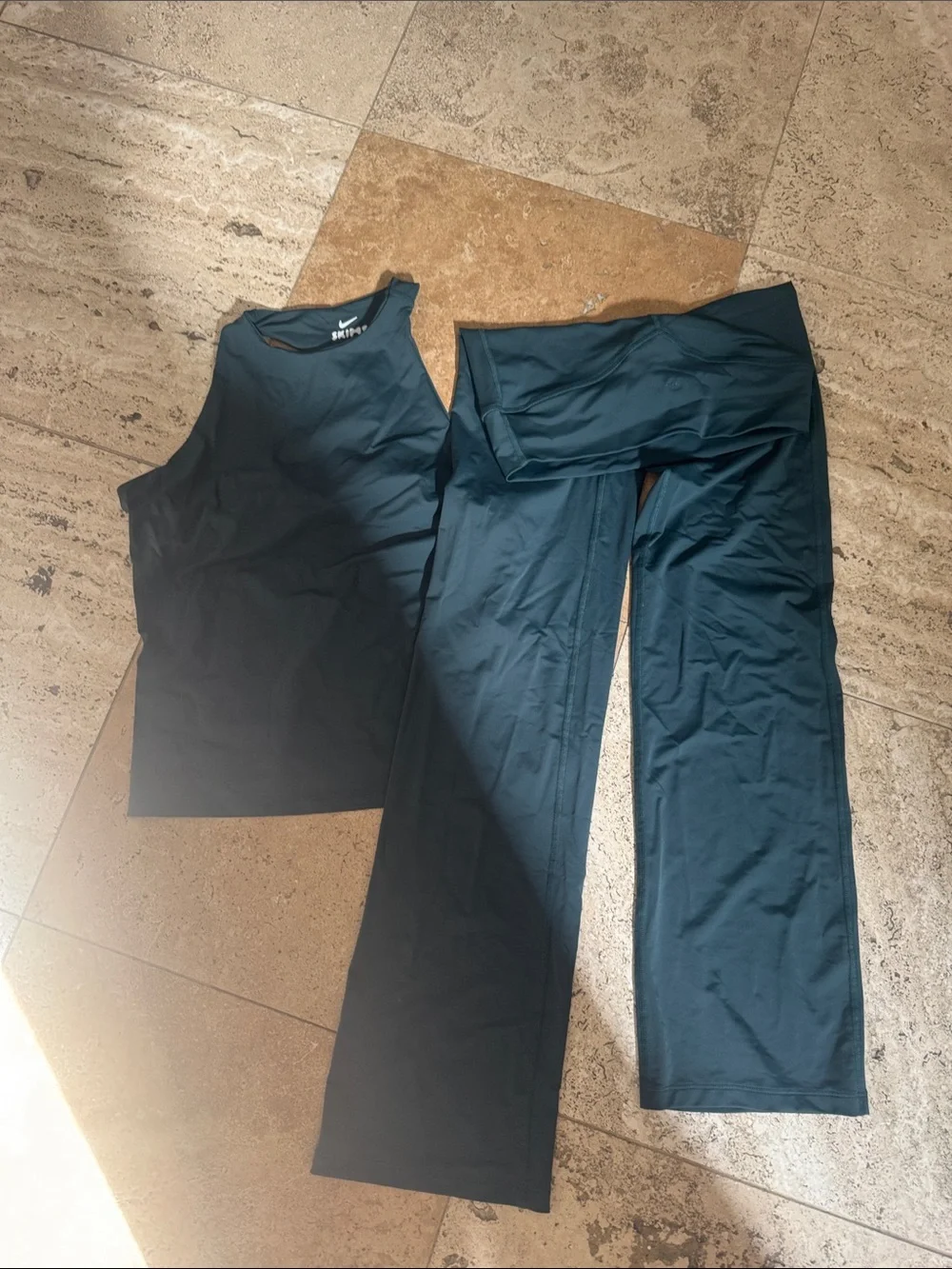SKIMS Teal Wide-Leg Pants & Sleeveless Tank Set